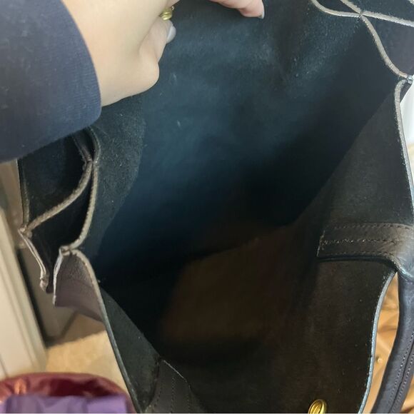 MINOR HISTORY Anthropologie Half Moon Tote Black Leather Semi Circle - Picture 7 of 10